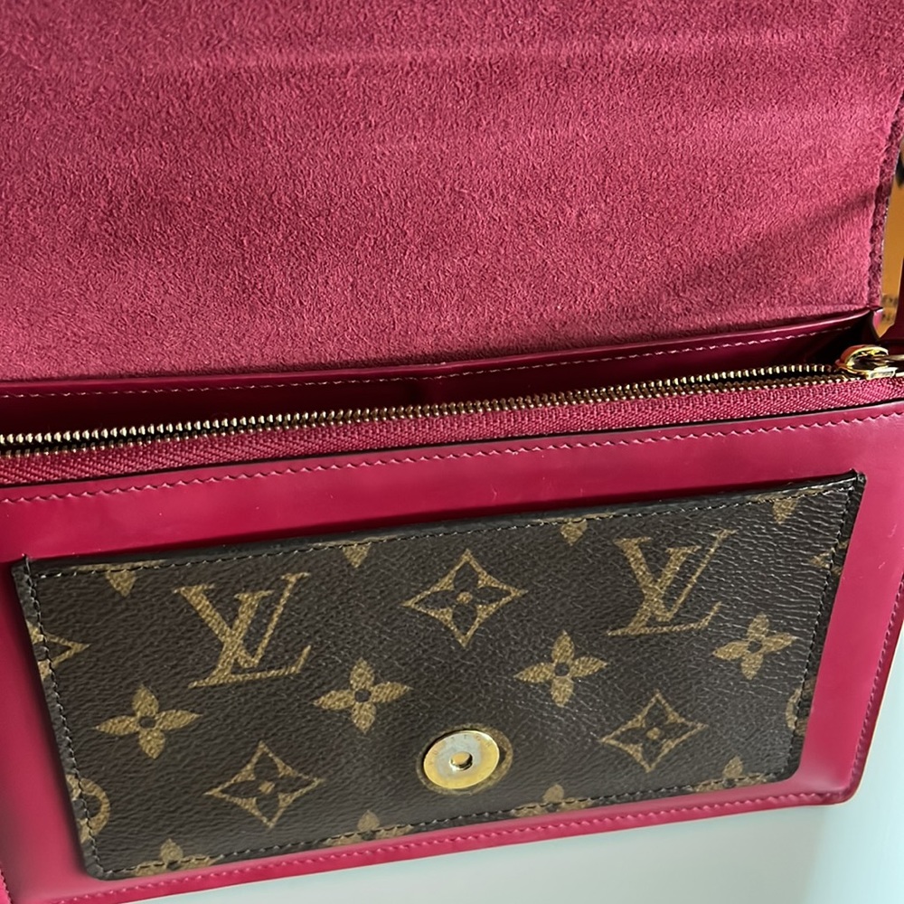 Louis Vuitton monogram canvas Flore wallet on chain gold fuchsia flower clasp - Picture 5 of 11